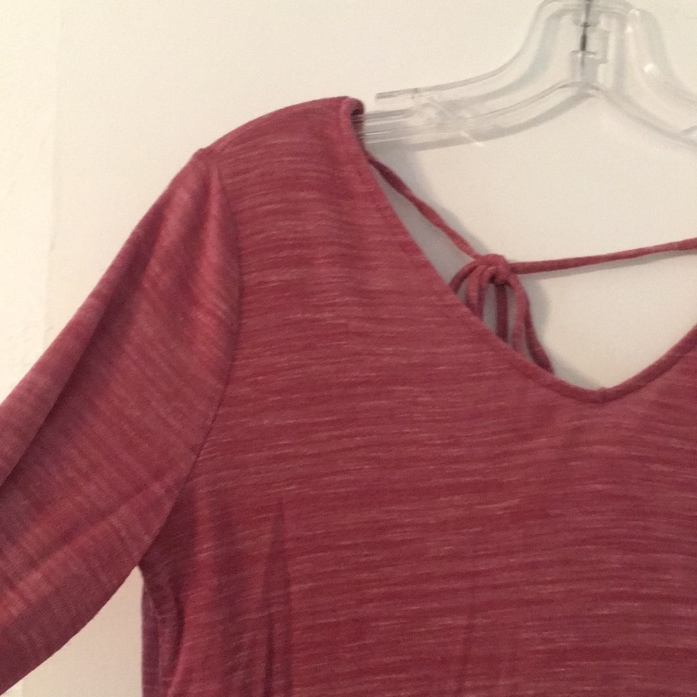 LOFT sweater with Flare Sleeves and  Tie-Back. Heathered Pink. - Picture 6 of 6